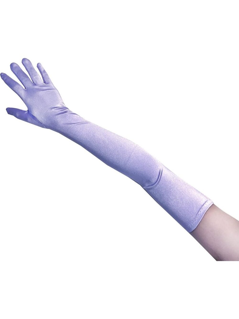 Women's Lilac Extra Long Super Stretch Elbow Party Bride Quality Satin Gloves